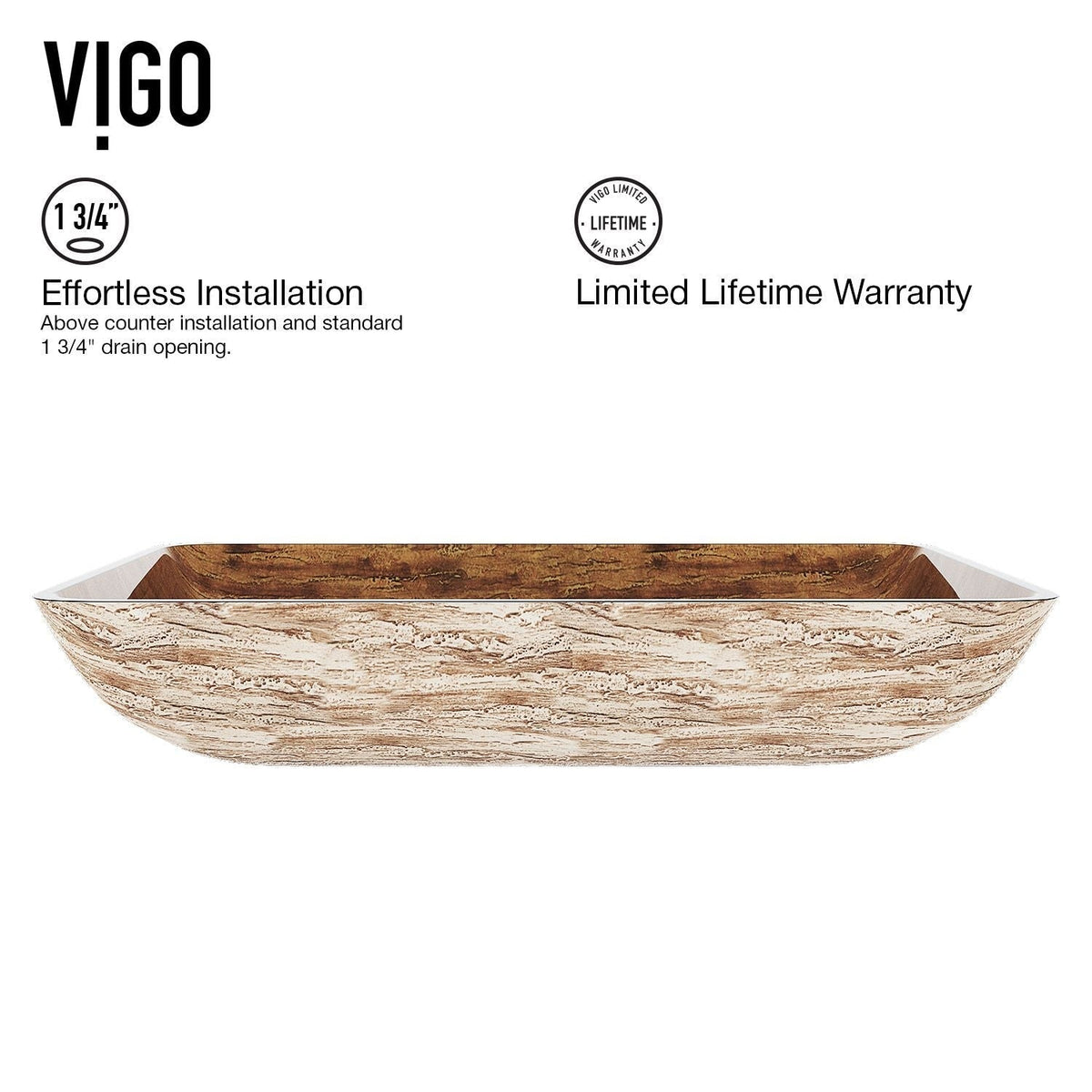 Glass Rectangular Vessel Bathroom Sink/Basin with Rounded Edges & Deep Bowl, Amber Sunset A2K8 - product image 5