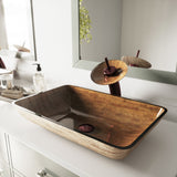 Glass Rectangular Vessel Bathroom Sink/Basin with Rounded Edges & Deep Bowl, Amber Sunset A2K8 - product image 7