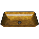 Glass Rectangular Vessel Bathroom Sink/Basin with Rounded Edges & Deep Bowl, Copper M1B6 - product image 1