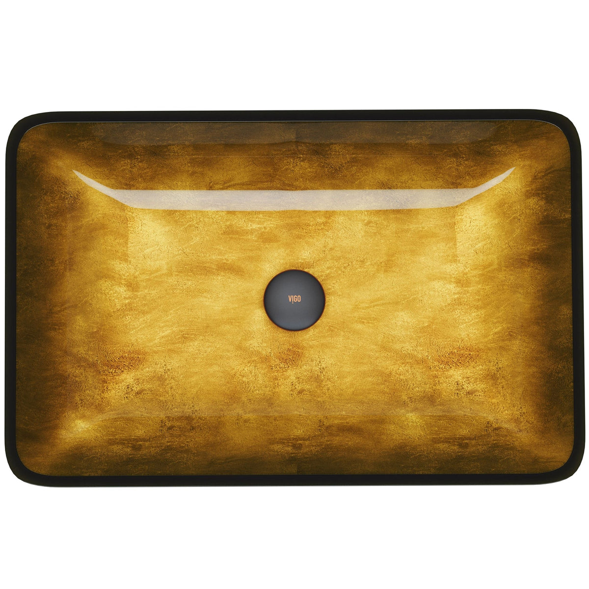 Glass Rectangular Vessel Bathroom Sink/Basin with Rounded Edges & Deep Bowl, Copper M1B6 - product image 2