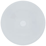 Glass Round Vessel Bathroom Sink/Basin with Rounded Edges & Deep Bowl, White E9A2 - product image 1