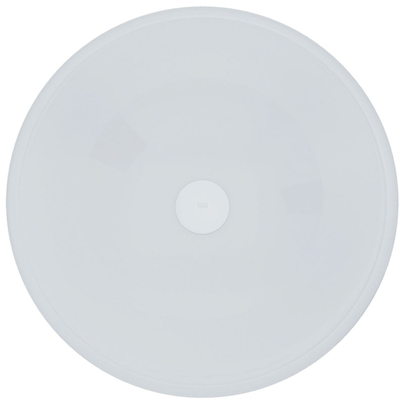 Glass Round Vessel Bathroom Sink/Basin with Rounded Edges & Deep Bowl, White E9A2