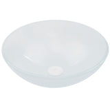 Glass Round Vessel Bathroom Sink/Basin with Rounded Edges & Deep Bowl, White E9A2 - product image 2