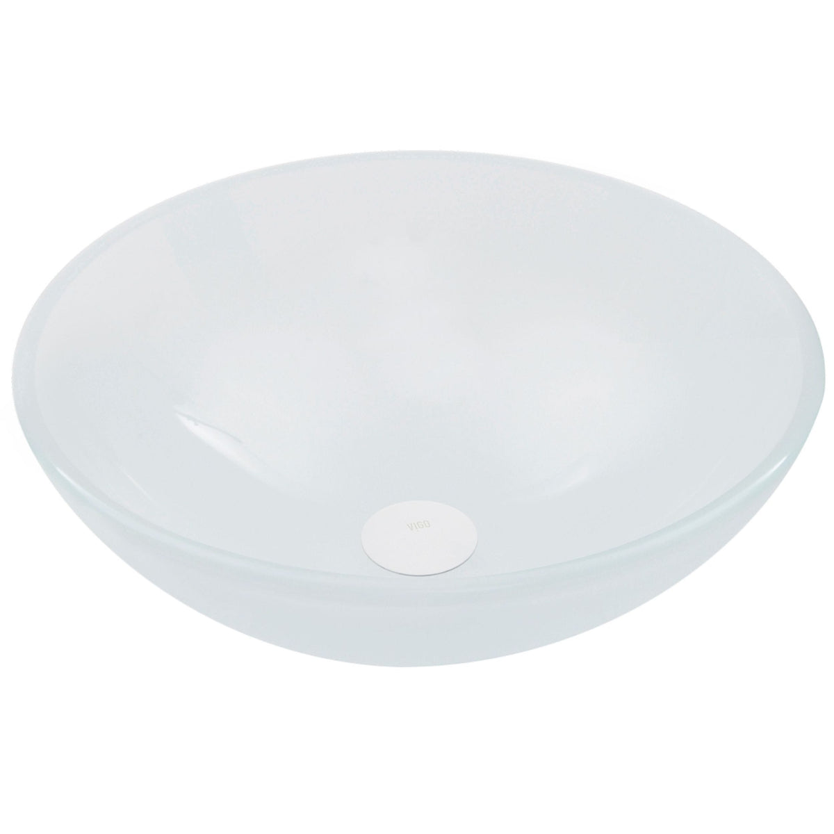 Glass Round Vessel Bathroom Sink/Basin with Rounded Edges & Deep Bowl, White E9A2 - product image 2