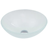 Glass Round Vessel Bathroom Sink/Basin with Rounded Edges & Deep Bowl, White E9A2 - product image 3