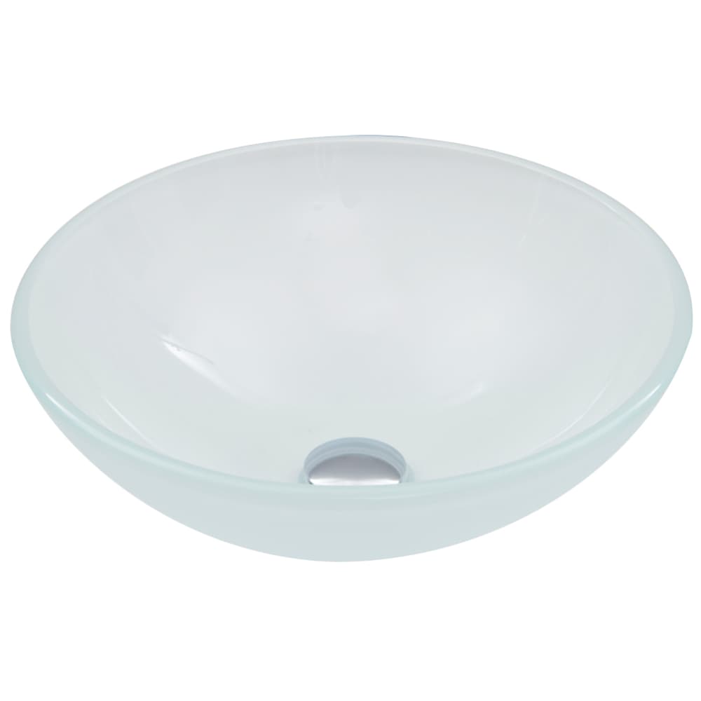 Glass Round Vessel Bathroom Sink/Basin with Rounded Edges & Deep Bowl, White E9A2 - product image 3