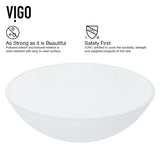 Glass Round Vessel Bathroom Sink/Basin with Rounded Edges & Deep Bowl, White E9A2 - product image 5