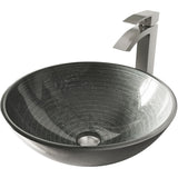 Glass Simply Silver Bathroom Sink/Basin Set with Duris Faucet and Round Vessel I2P0 - product image 1