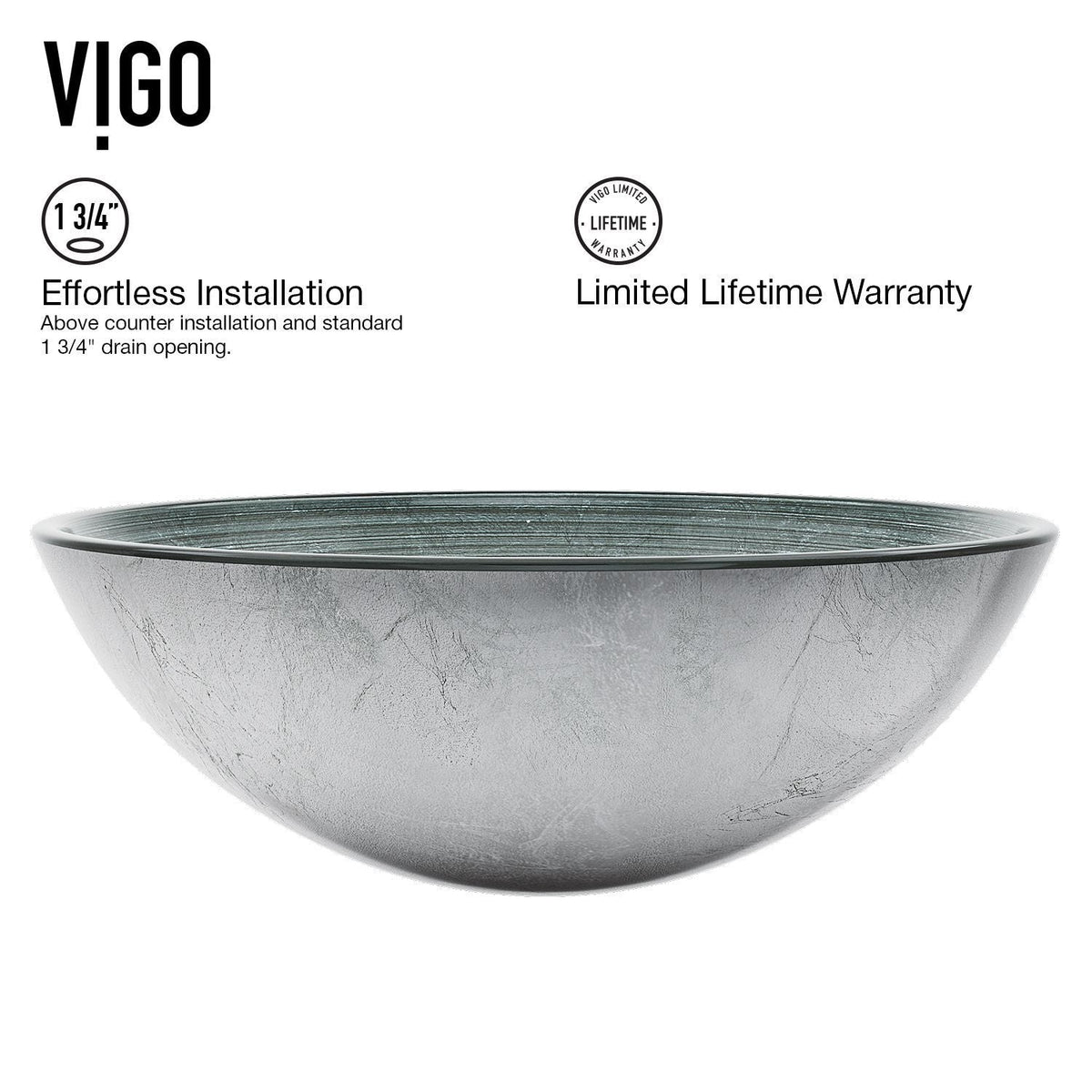 Glass Simply Silver Bathroom Sink/Basin Set with Duris Faucet and Round Vessel I2P0 - product image 8