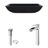 Glass Turquoise Water Bathroom Sink/Basin Set with Niko Faucet and Rectangular Vessel B1N5 - product image 2