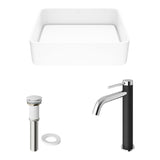 Jasmine MatteStone White Bathroom Sink/Basin Set with Lexington Faucet and Rectangular Composite Vessel H8L8 - product image 2