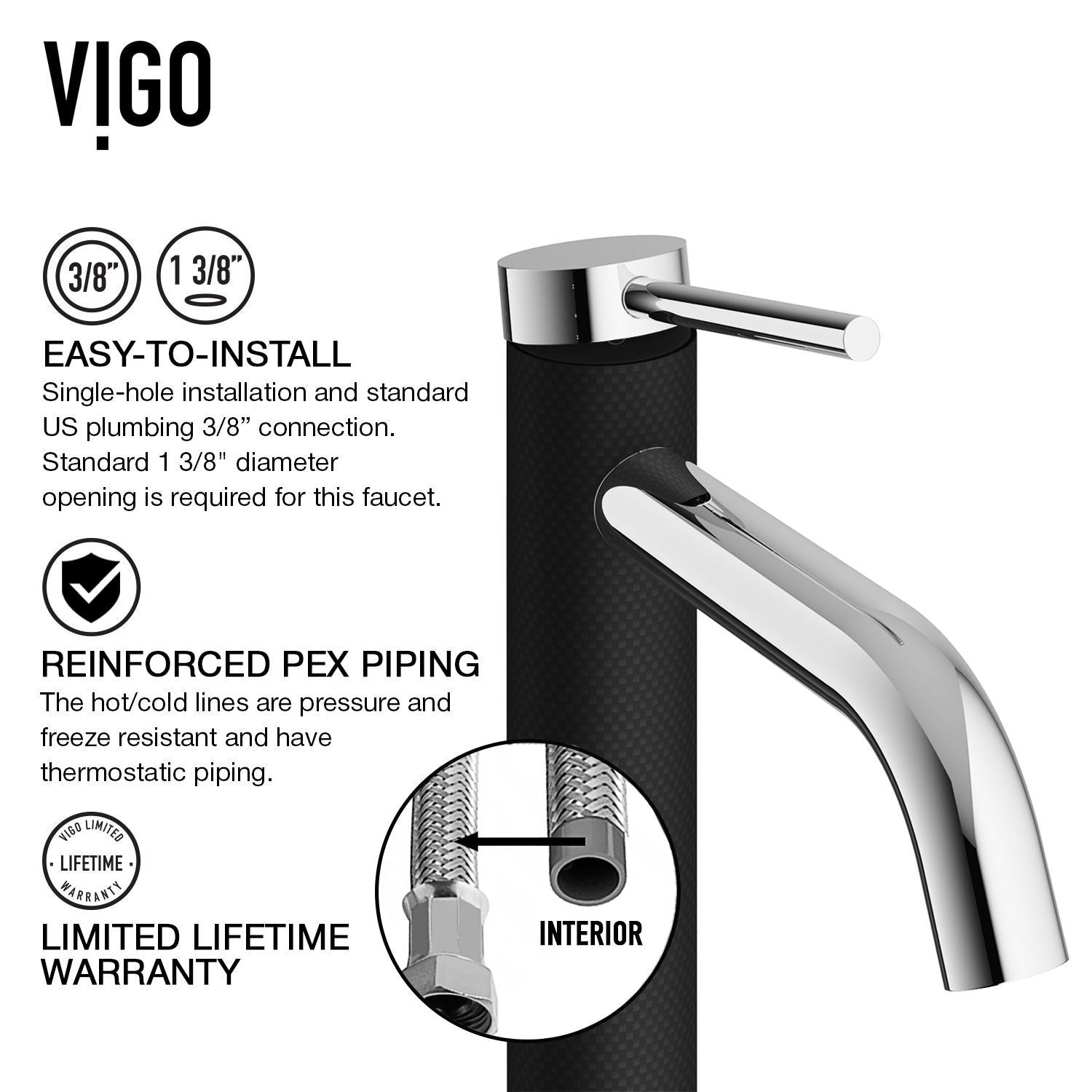 Jasmine MatteStone White Bathroom Sink/Basin Set with Lexington Faucet and Rectangular Composite Vessel F7R7 - product image 7