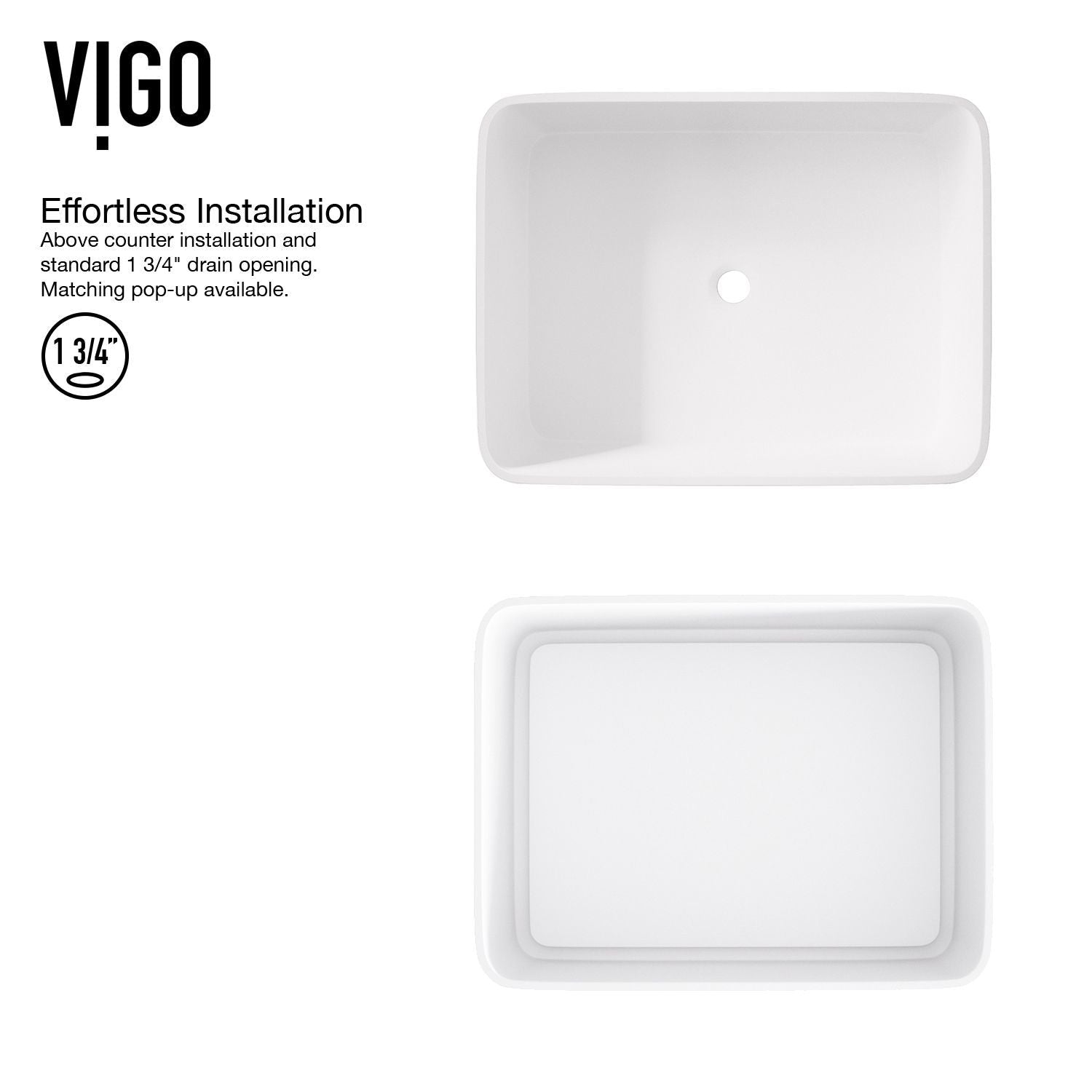Jasmine MatteStone White Bathroom Sink/Basin Set with Lexington Faucet and Rectangular Composite Vessel F7R7 - product image 8