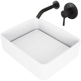 Jasmine MatteStone White Bathroom Sink/Basin Set with Olus Wall Mount Faucet and Rectangular Composite Vessel B3F8 - product image 1