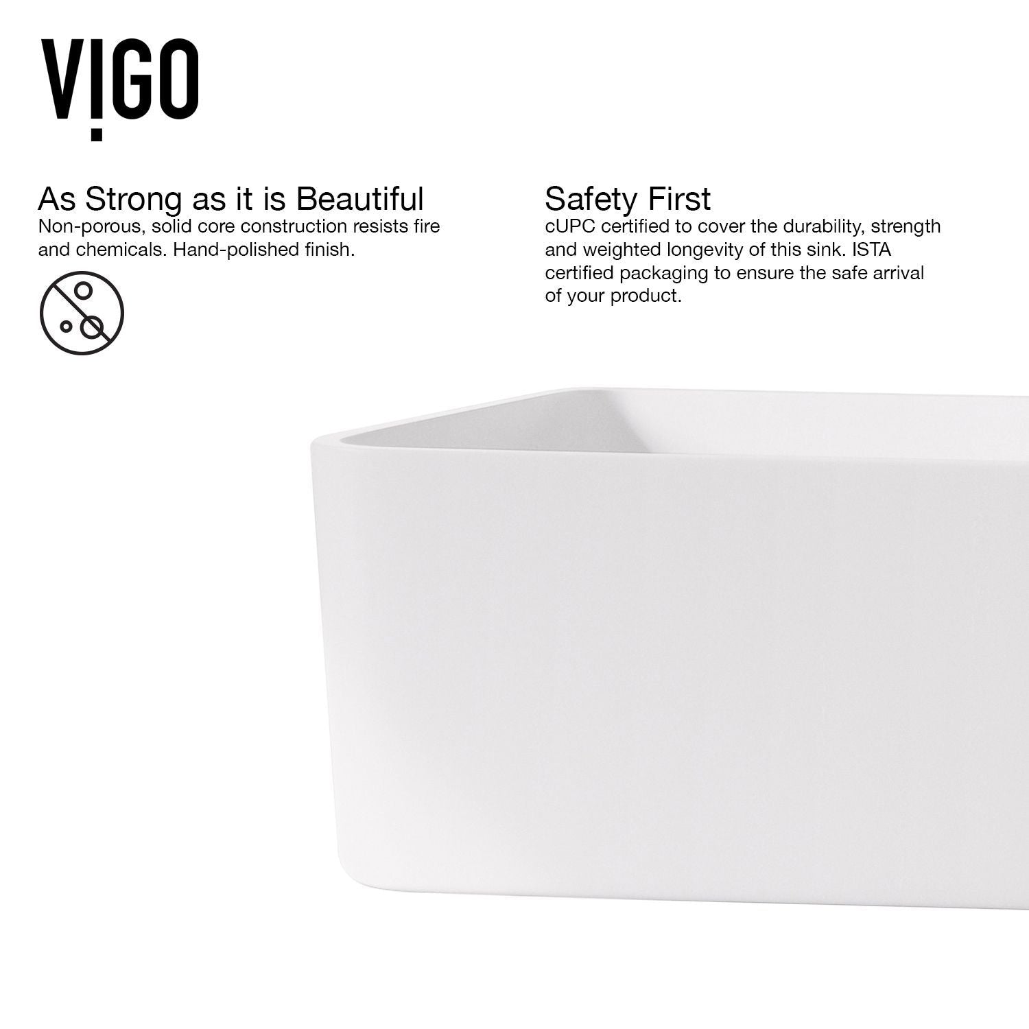 Jasmine MatteStone White Bathroom Sink/Basin Set with Olus Wall Mount Faucet and Rectangular Composite Vessel B3F8 - product image 4