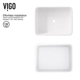 Jasmine MatteStone White Bathroom Sink/Basin Set with Olus Wall Mount Faucet and Rectangular Composite Vessel B3F8 - product image 6