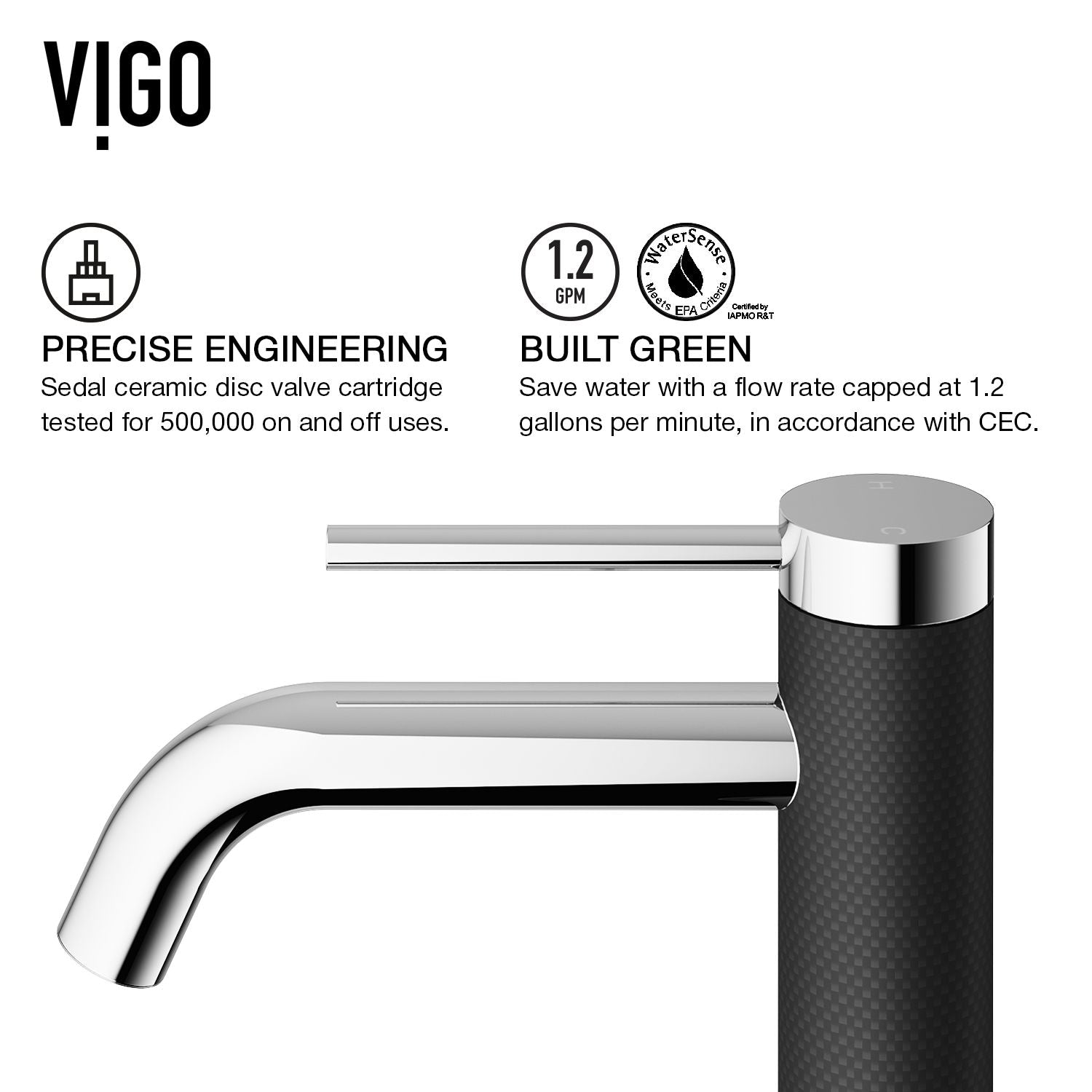 Lexington Single Handle Vessel Sink Bathroom Faucet with cFiber© Body, Chrome E7C1 - product image 7