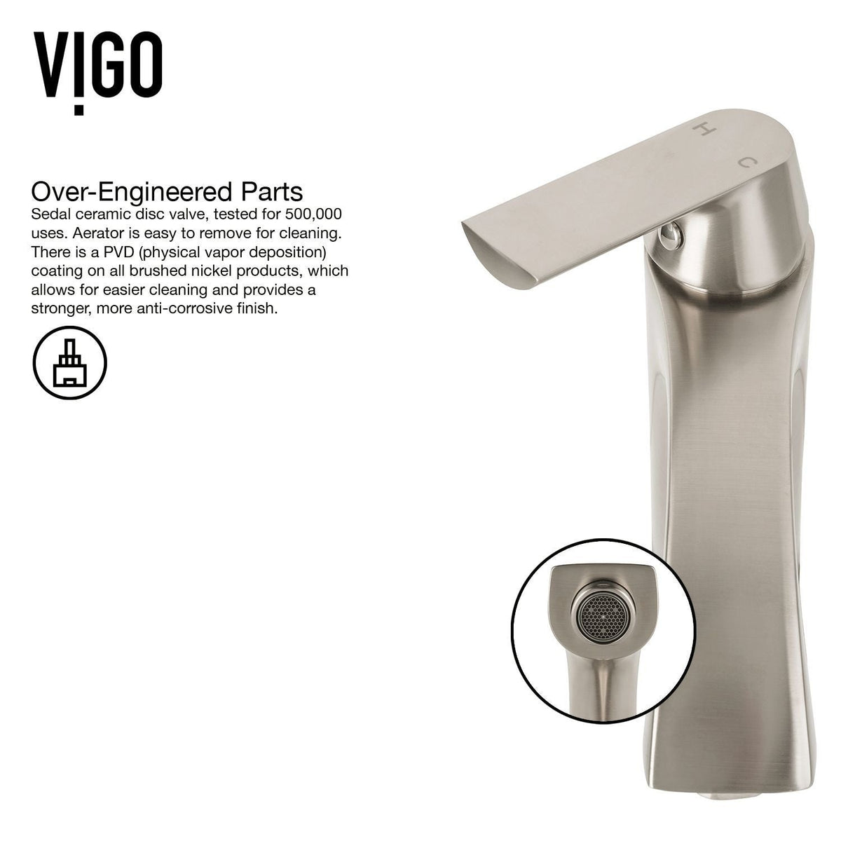 Linus Single Handle Vessel Sink Bathroom Faucet, Brushed Nickel Y4A4 - product image 3