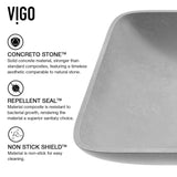 Lorca Gothic ConcretoStone 22x15-in Deep Grey Bathroom Sink/Basin with Rectangular Vessel W6P7 - product image 4