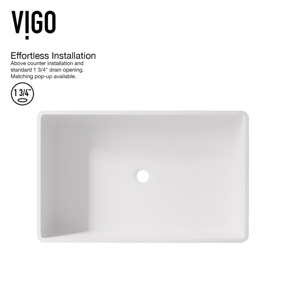 Magnolia MatteStone White Bathroom Sink/Basin Set with Matte Gold Duris Faucet and Rectangular Composite Vessel M7L3 - product image 4
