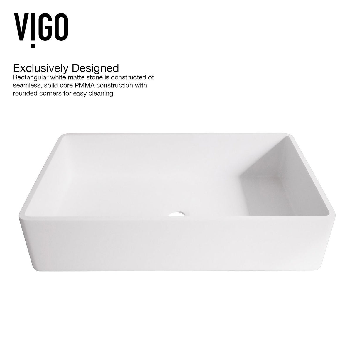 Magnolia MatteStone White Bathroom Sink/Basin Set with Matte Gold Duris Faucet and Rectangular Composite Vessel M7L3 - product image 8