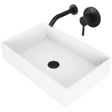 Magnolia MatteStone White Bathroom Sink/Basin Set with Olus Wall Mount Faucet and Rectangular Composite Vessel J0N7 - product image 1