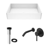 Magnolia MatteStone White Bathroom Sink/Basin Set with Olus Wall Mount Faucet and Rectangular Composite Vessel J0N7 - product image 2