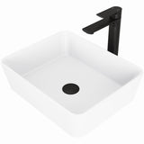 Marigold MatteStone Matte White Bathroom Sink/Basin Set with Norfolk Faucet and Rectangular Composite Vessel X1D2 - product image 1