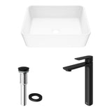 Marigold MatteStone Matte White Bathroom Sink/Basin Set with Norfolk Faucet and Rectangular Composite Vessel X1D2 - product image 2