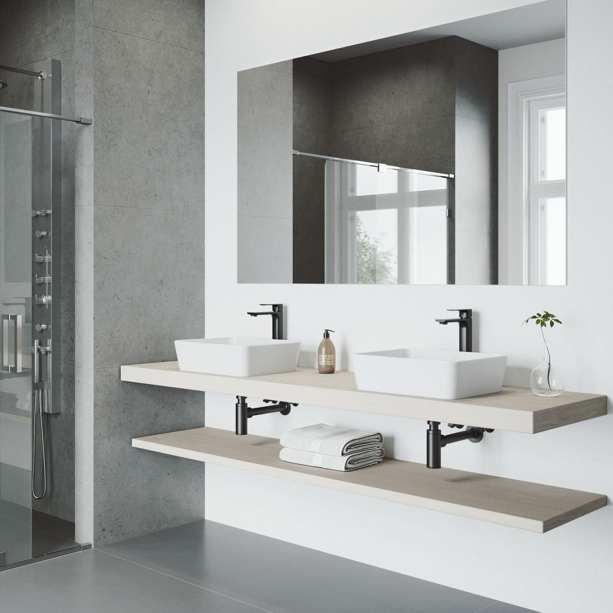Marigold MatteStone Matte White Bathroom Sink/Basin Set with Norfolk Faucet and Rectangular Composite Vessel X1D2 - product image 8