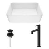 Marigold MatteStone Matte White Bathroom Sink/Basin Set with Sterling Faucet and Rectangular Composite Vessel O1D5 - product image 2