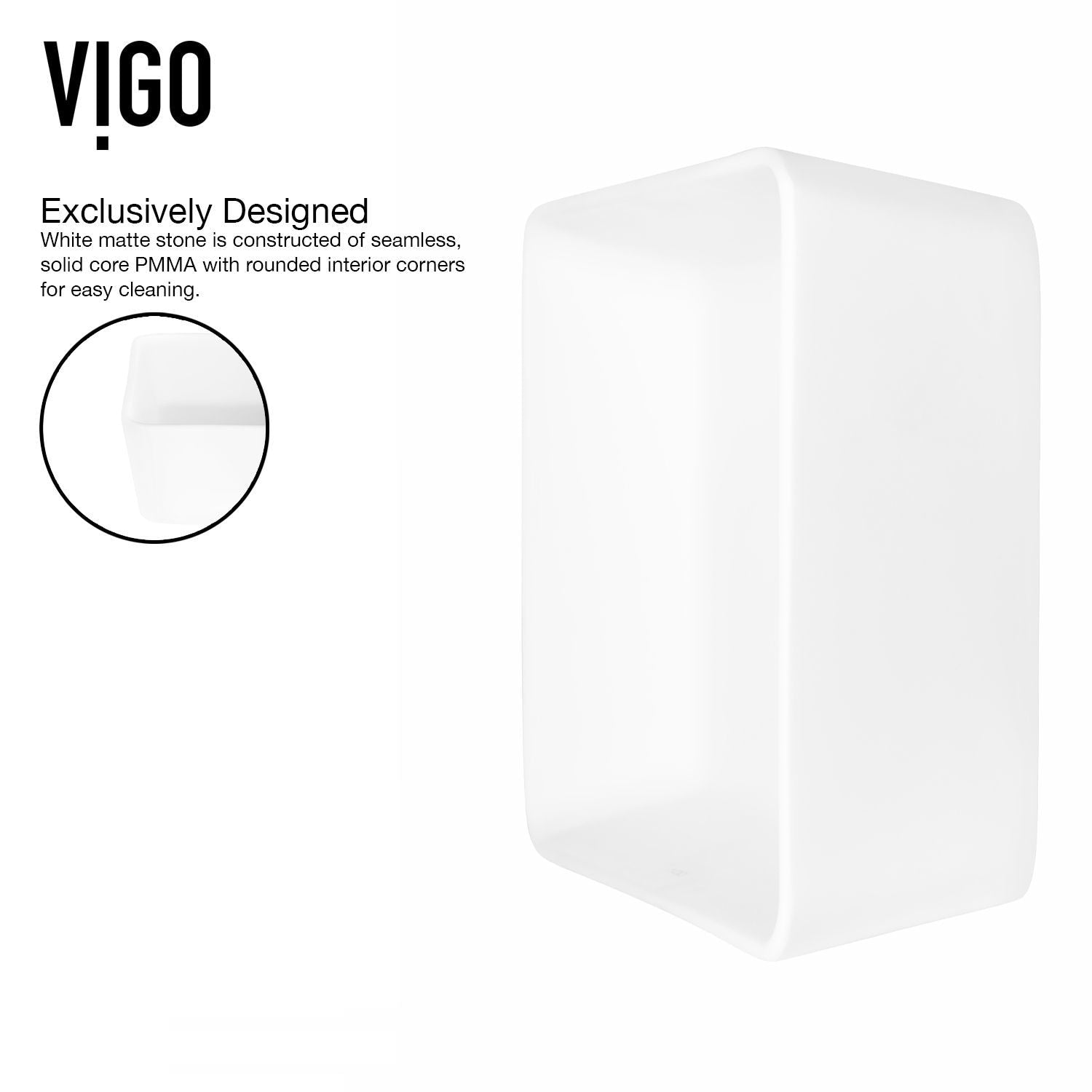 Marigold MatteStone Matte White Bathroom Sink/Basin Set with Sterling Faucet and Rectangular Composite Vessel Y1N4 - product image 6