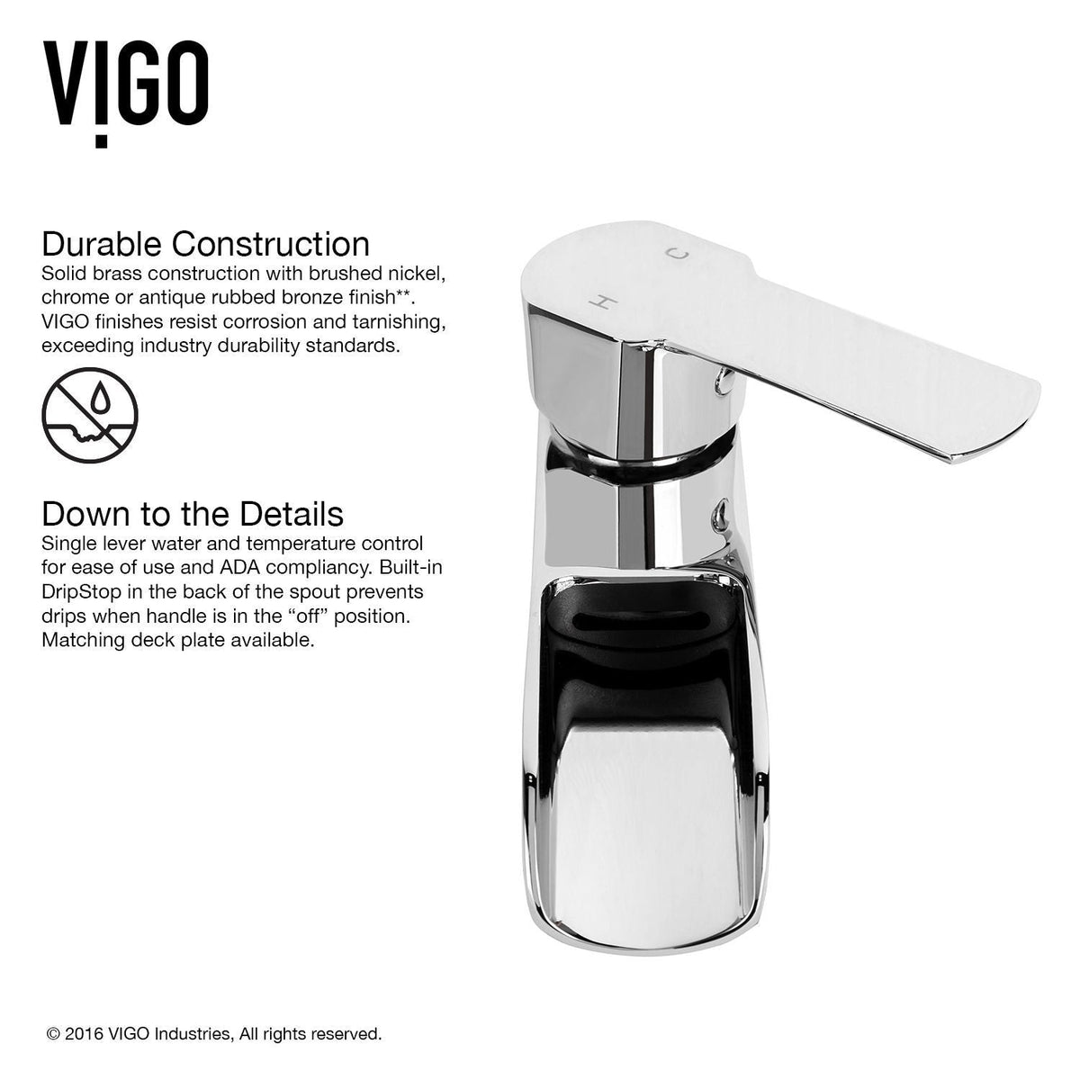 Marigold MatteStone White Bathroom Sink/Basin Set with Niko Faucet and Rectangular Composite Vessel T6H4 - product image 6