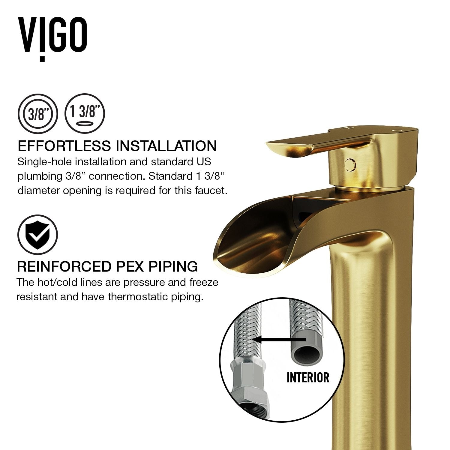 Niko Single Handle Single-Hole Bathroom Vessel Faucet in Matte Brushed Gold B4G4 - product image 7