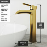 Niko Single Handle Single-Hole Bathroom Vessel Faucet in Matte Brushed Gold B4G4 - product image 8