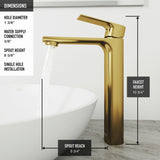 Norfolk Single Handle Vessel Single Hole Bathroom Sink Faucet, Matte Gold L9H7 - product image 3