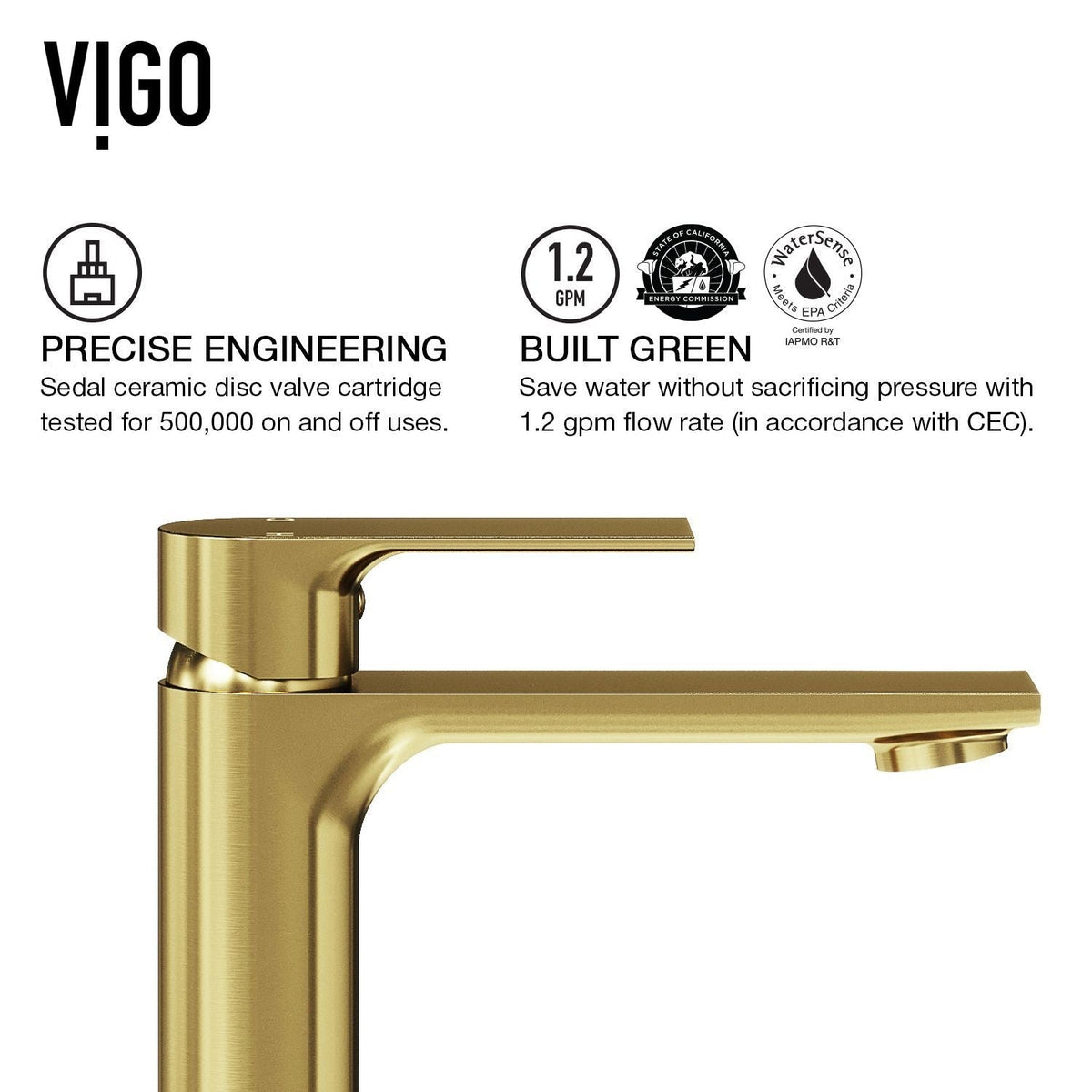 Norfolk Single Handle Vessel Single Hole Bathroom Sink Faucet, Matte Gold L9H7 - product image 5