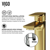 Norfolk Single Handle Vessel Single Hole Bathroom Sink Faucet, Matte Gold L9H7 - product image 6