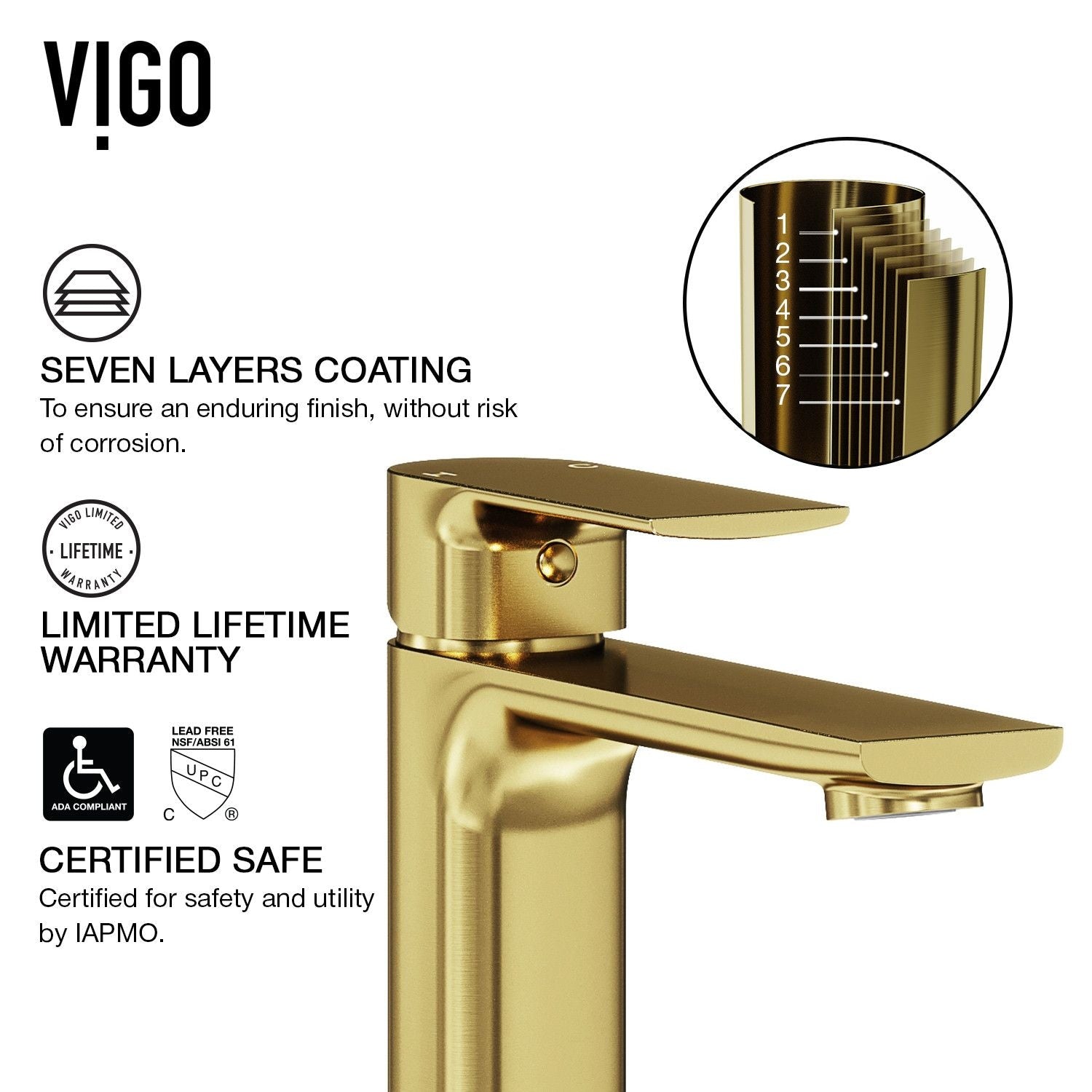 Norfolk Single Handle Vessel Single Hole Bathroom Sink Faucet, Matte Gold L9H7 - product image 8