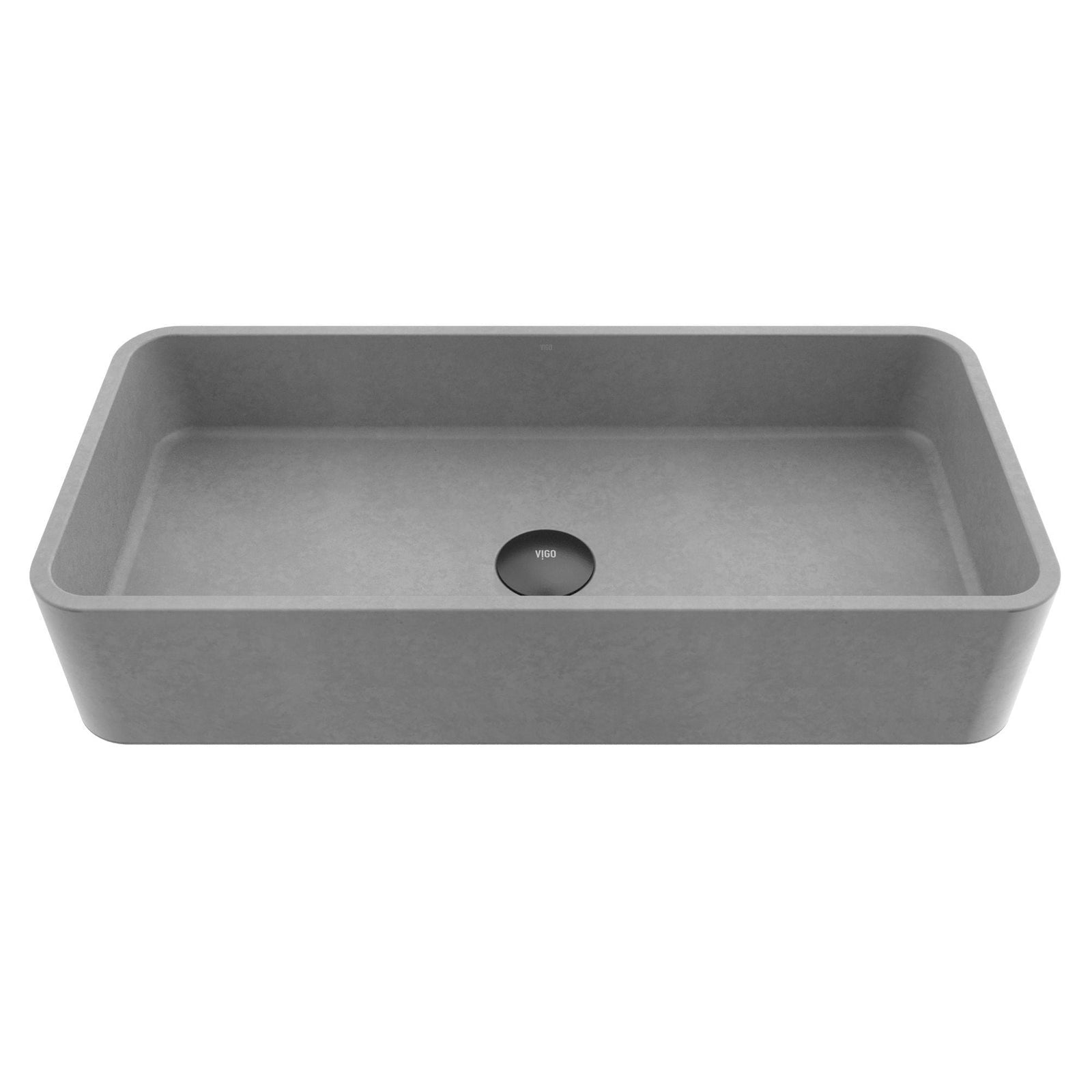 Palazzo Gothic ConcretoStone 24x11-in Deep Grey Bathroom Sink/Basin with Rectangular Vessel M4L4 - product image 1