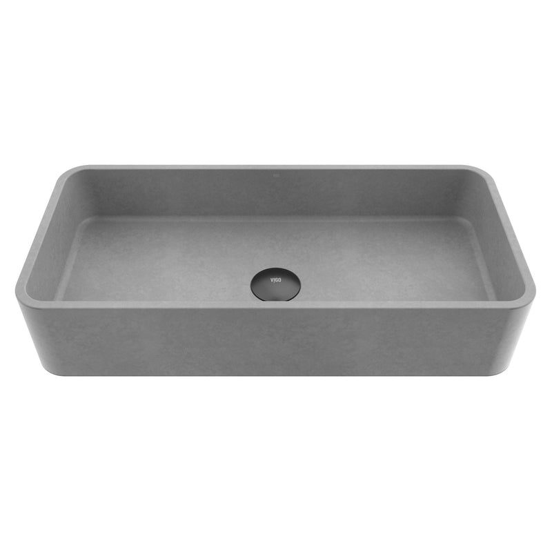 Palazzo Gothic ConcretoStone 24x11-in Deep Grey Bathroom Sink/Basin with Rectangular Vessel M4L4
