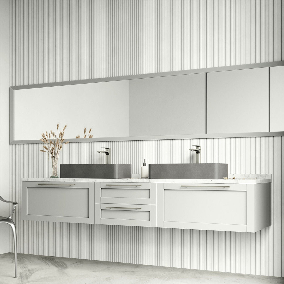 Palazzo Gothic ConcretoStone 24x11-in Deep Grey Bathroom Sink/Basin with Rectangular Vessel M4L4 - product image 5