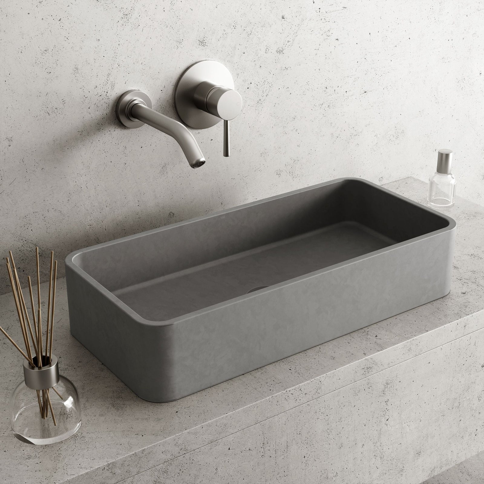 Palazzo Gothic ConcretoStone 24x11-in Deep Grey Bathroom Sink/Basin with Rectangular Vessel M4L4 - product image 7