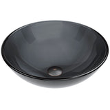 Sheer Glass Round Vessel Bathroom Sink/Basin with Deep Bowl, Black V7F9 - product image 1