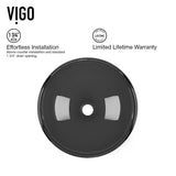 Sheer Glass Round Vessel Bathroom Sink/Basin with Deep Bowl, Black V7F9 - product image 3