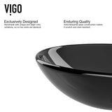 Sheer Glass Round Vessel Bathroom Sink/Basin with Deep Bowl, Black V7F9 - product image 4