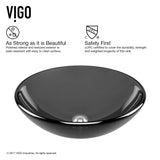 Sheer Glass Round Vessel Bathroom Sink/Basin with Deep Bowl, Black V7F9 - product image 5