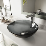 Sheer Glass Round Vessel Bathroom Sink/Basin with Deep Bowl, Black V7F9 - product image 8