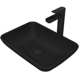 Sottile MatteShell Blue Bathroom Sink/Basin Set with Amada Faucet and Glass Rectangular Vessel U6G3 - product image 1