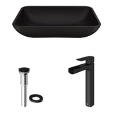 Sottile MatteShell Blue Bathroom Sink/Basin Set with Amada Faucet and Glass Rectangular Vessel U6G3 - product image 2